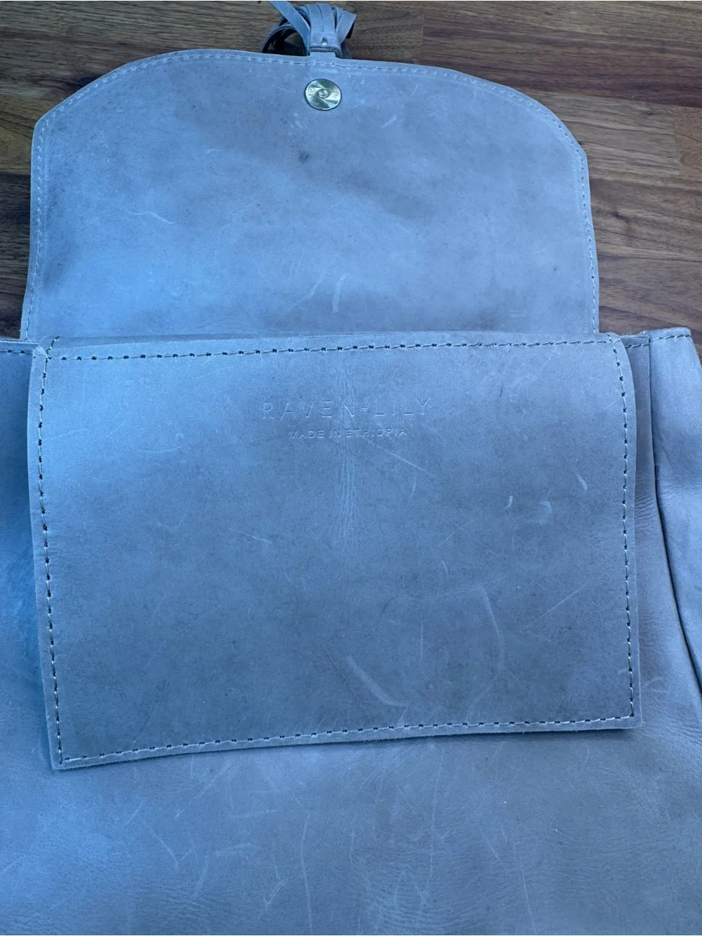 Raven + Lily Gray Taupe Leather Tassel Backpack Classic